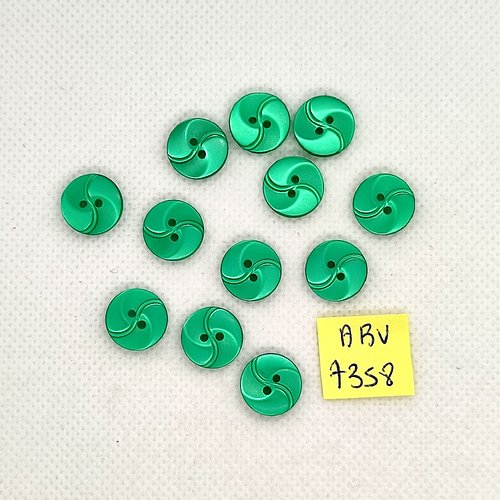 12 boutons en résine vert - 12mm - abv7358