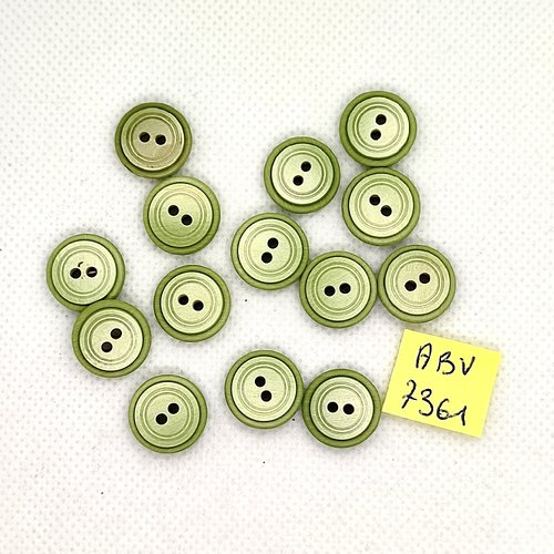 14 boutons en résine vert - 14mm - abv7361