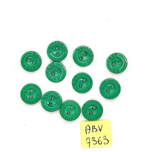 11 boutons en résine vert - 12mm - abv7363