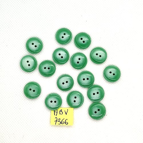 16 boutons en résine vert - 14mm - abv7366