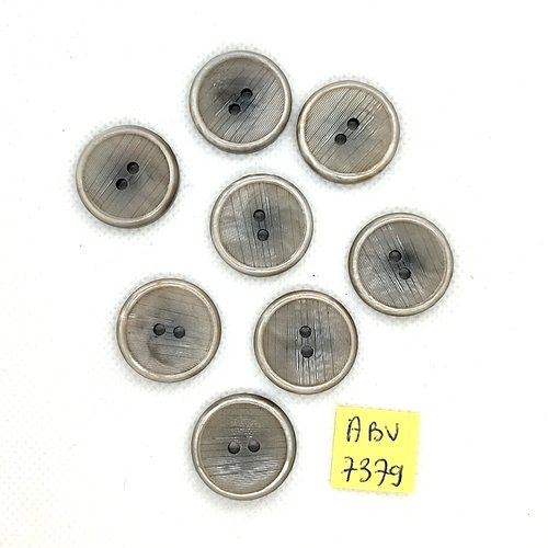 8 boutons en résine gris - 21mm - abv7379