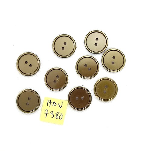 9 boutons en résine marron - 18mm - abv7380