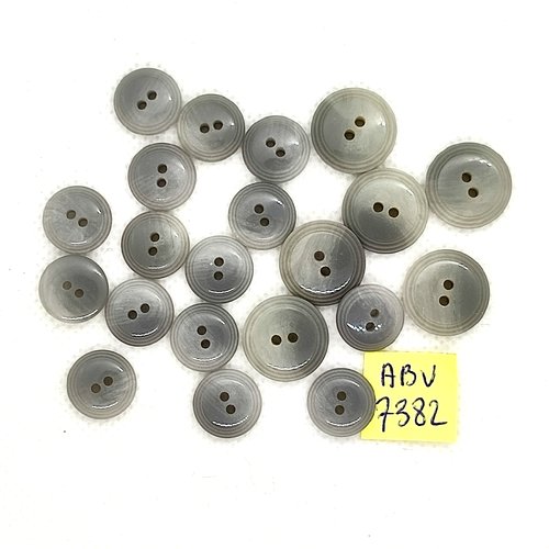 21 boutons en résine gris - 15mm et 12mm - abv7382