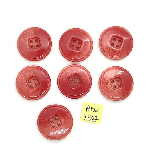 7 boutons en résine rose - 28mm - abv7387