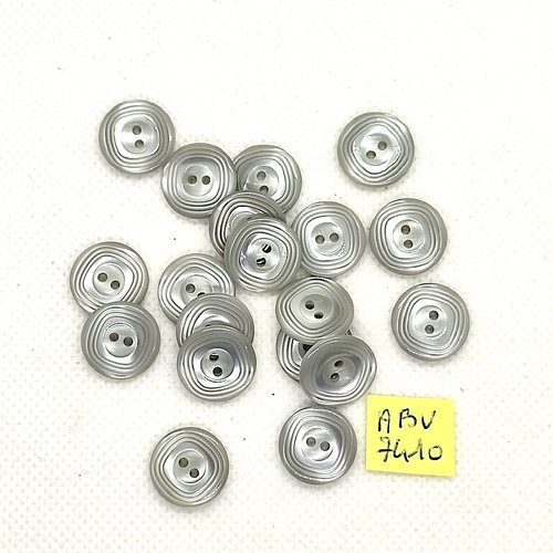 19 boutons en résine gris - 14mm - abv7410