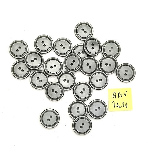 23 boutons en résine gris - 13mm - abv7411