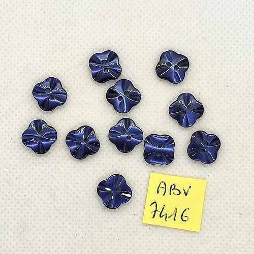 11 boutons en résine bleu - 10x10mm - abv7416