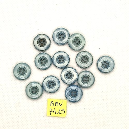 13 boutons en résine bleu - 14mm - abv7419