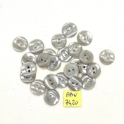 25 boutons en résine gris - 14mm - abv7420