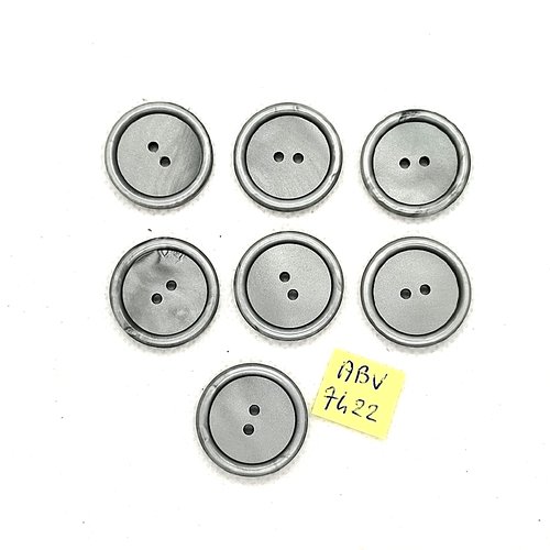 7 boutons en résine gris - 22mm - abv7422