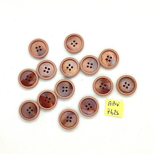 14 boutons en résine rose - 18mm - abv7425