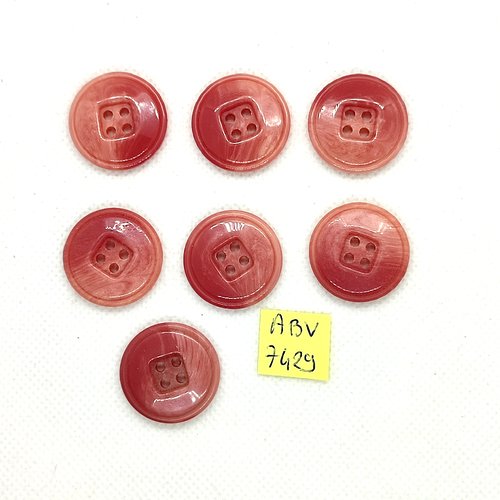 7 boutons en résine rose - 23mm - abv7429