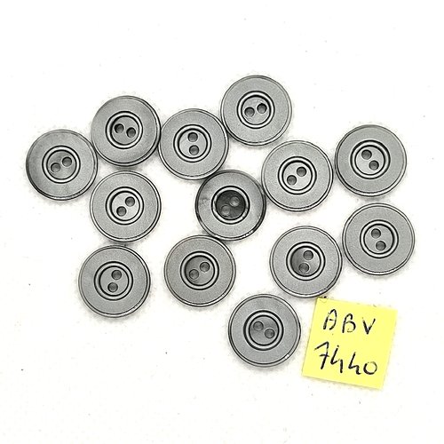 13 boutons en résine gris - 14mm - abv7440