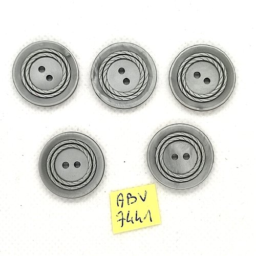 5 boutons en résine gris - 21mm - abv7441