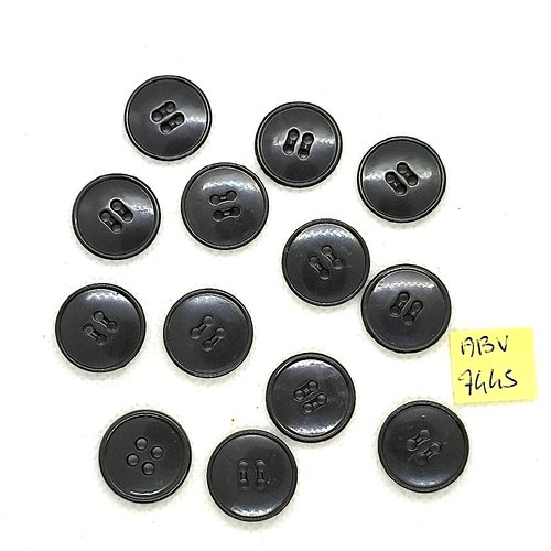 13 boutons en résine gris foncé - 18mm - abv7445