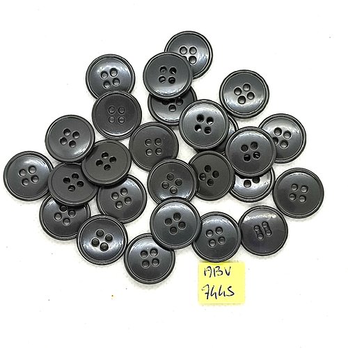 26 boutons en résine gris foncé - 18mm - abv7445