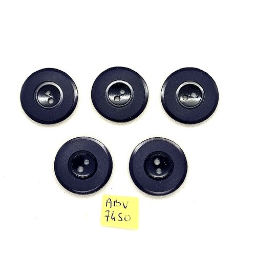 5 boutons en résine bleu foncé - 27mm - abv7450