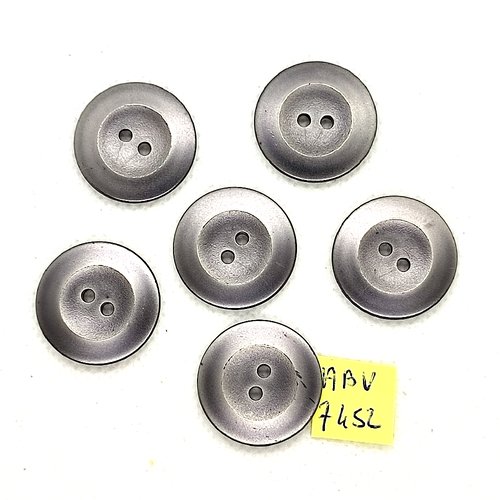 6 boutons en résine argenté mat - 22mm - abv7452