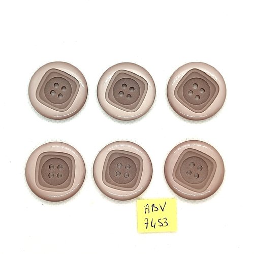 6 boutons en résine taupe - 27mm - abv7453