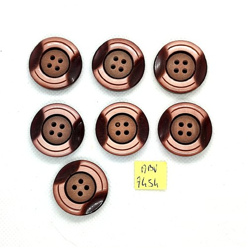 7 boutons en résine rose et marron - 27mm - abv7454