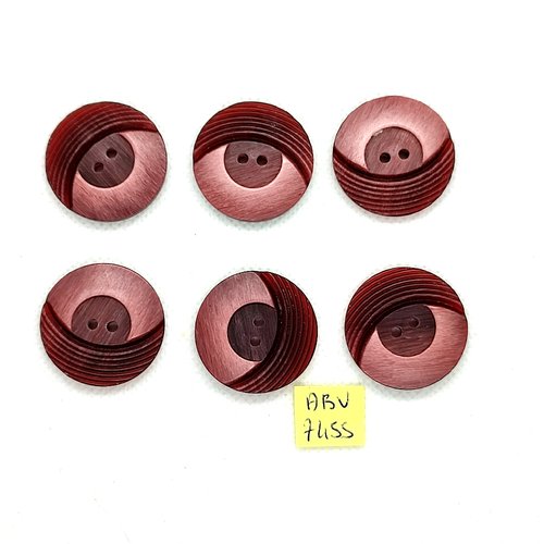 6 boutons en résine rose et bordeaux - 28mm - abv7455