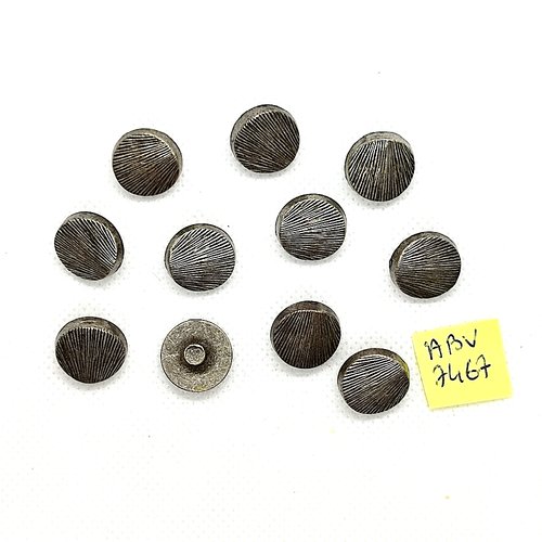 11 boutons en résine argenté - 14mm - abv767
