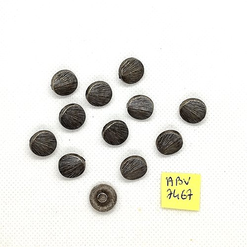 12 boutons en résine argenté - 13mm - abv767
