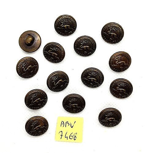 14 boutons en résine doré vieillis - un cerf - 15mm - abv7468