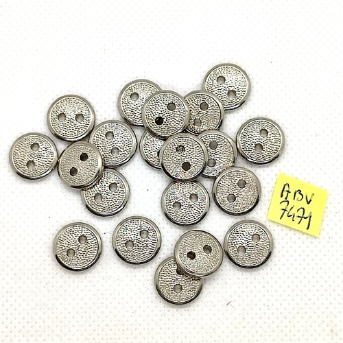 20 boutons en résine argenté - 12mm - abv7471