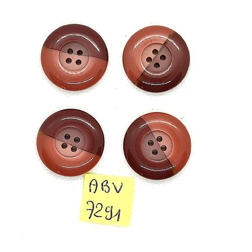 4 boutons en résine marron et vieux rose- 23mm - abv7291