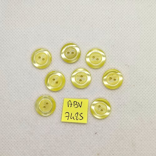 8 boutons en résine jaune - 14mm - abv7485