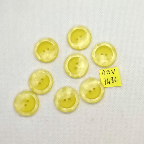 8 boutons en résine jaune - 20mm - abv7486