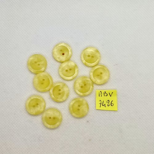 11 boutons en résine jaune - 15mm - abv7486