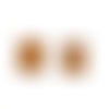 2 boutons en résine fantaisie marron clair et blanc - cahier - 18x15mm - bri484