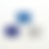 3 boutons en résine fantaisie bleu et blanc - nom prénom - 20x14mm - bri484