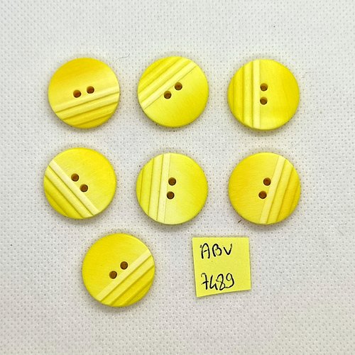 7 boutons en résine jaune - 22mm - abv7489
