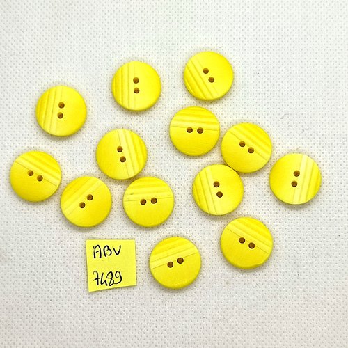 13 boutons en résine jaune - 18mm - abv7489