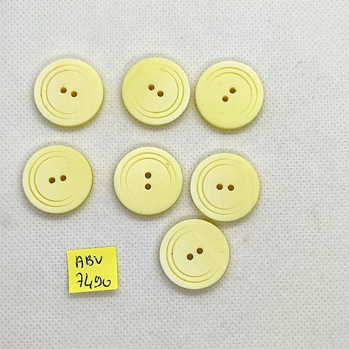 7 boutons en résine jaune clair - 22mm - abv7490