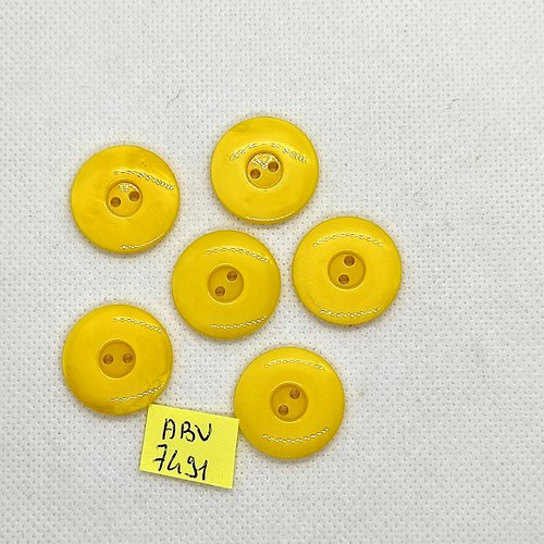 6 boutons en résine jaune/orangé - 22mm - abv7491
