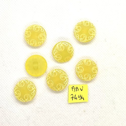 7 boutons en résine jaune - 17mm - abv7494
