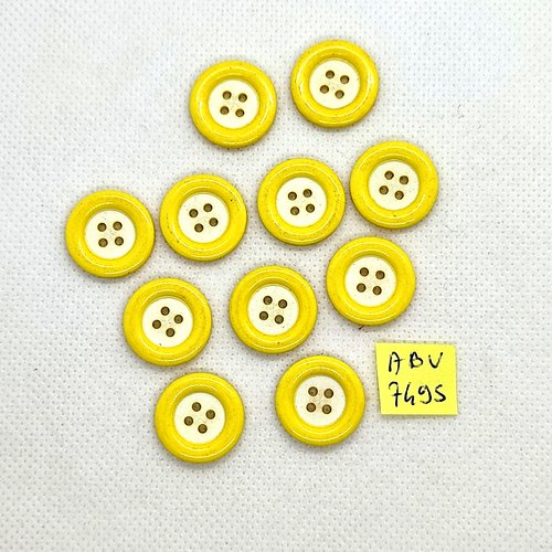 11 boutons en résine jaune et blanc - 18mm - abv7495