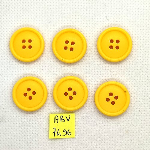 6 boutons en résine jaune/orangé - 22mm - abv7496