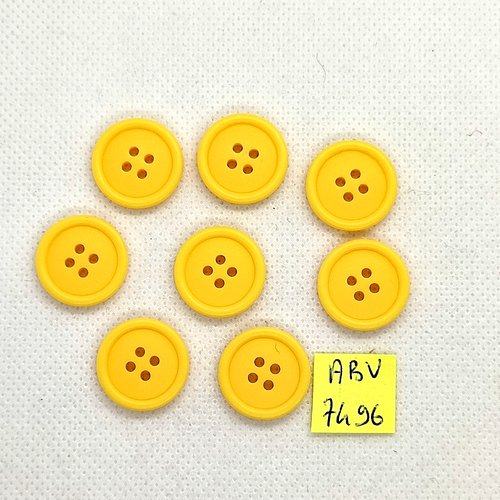 8 boutons en résine jaune/orangé - 18mm - abv7496