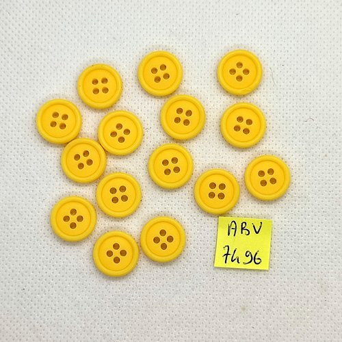 15 boutons en résine jaune/orangé - 14mm - abv7496