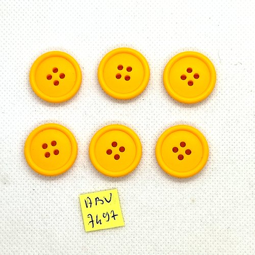 6 boutons en résine orange - 22mm - abv7497