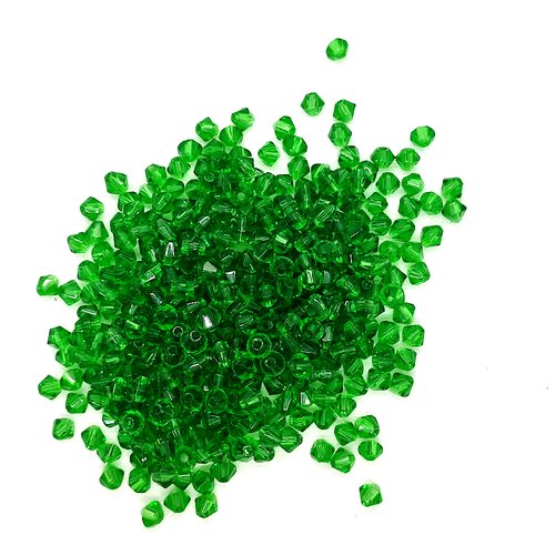 Lot de 380 perles en résine vert - toupies - 6mm