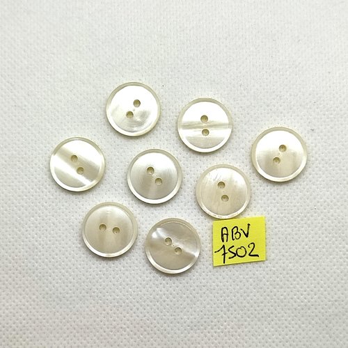 8 boutons en résine blanc cassé - 17mm - abv7502