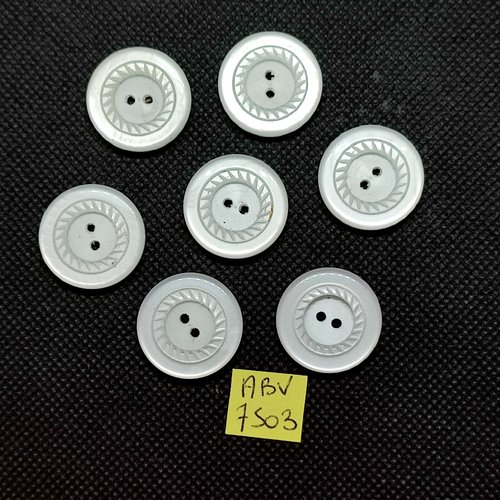 7 boutons en résine blanc - 22mm - abv7503