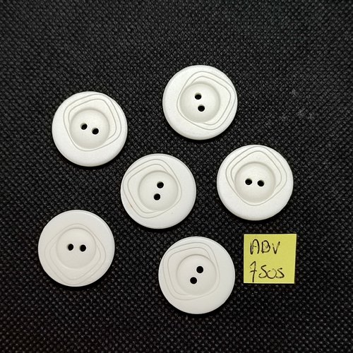 6 boutons en résine blanc - 22mm - abv7505
