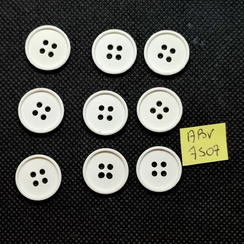 9 boutons en résine blanc - 17mm - abv7507